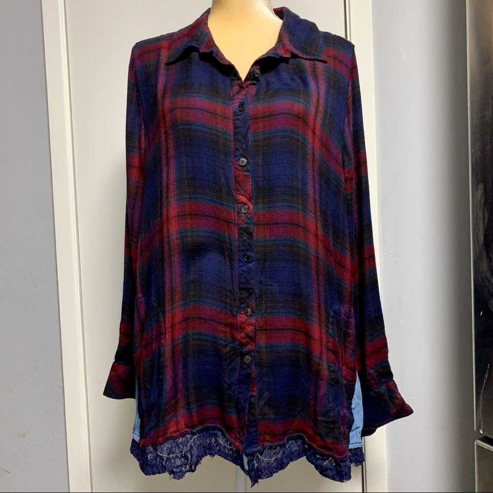 LOGO BY LORI GOLDSTEIN PLAID BUTTON DOWN SHIRT SIZE 16